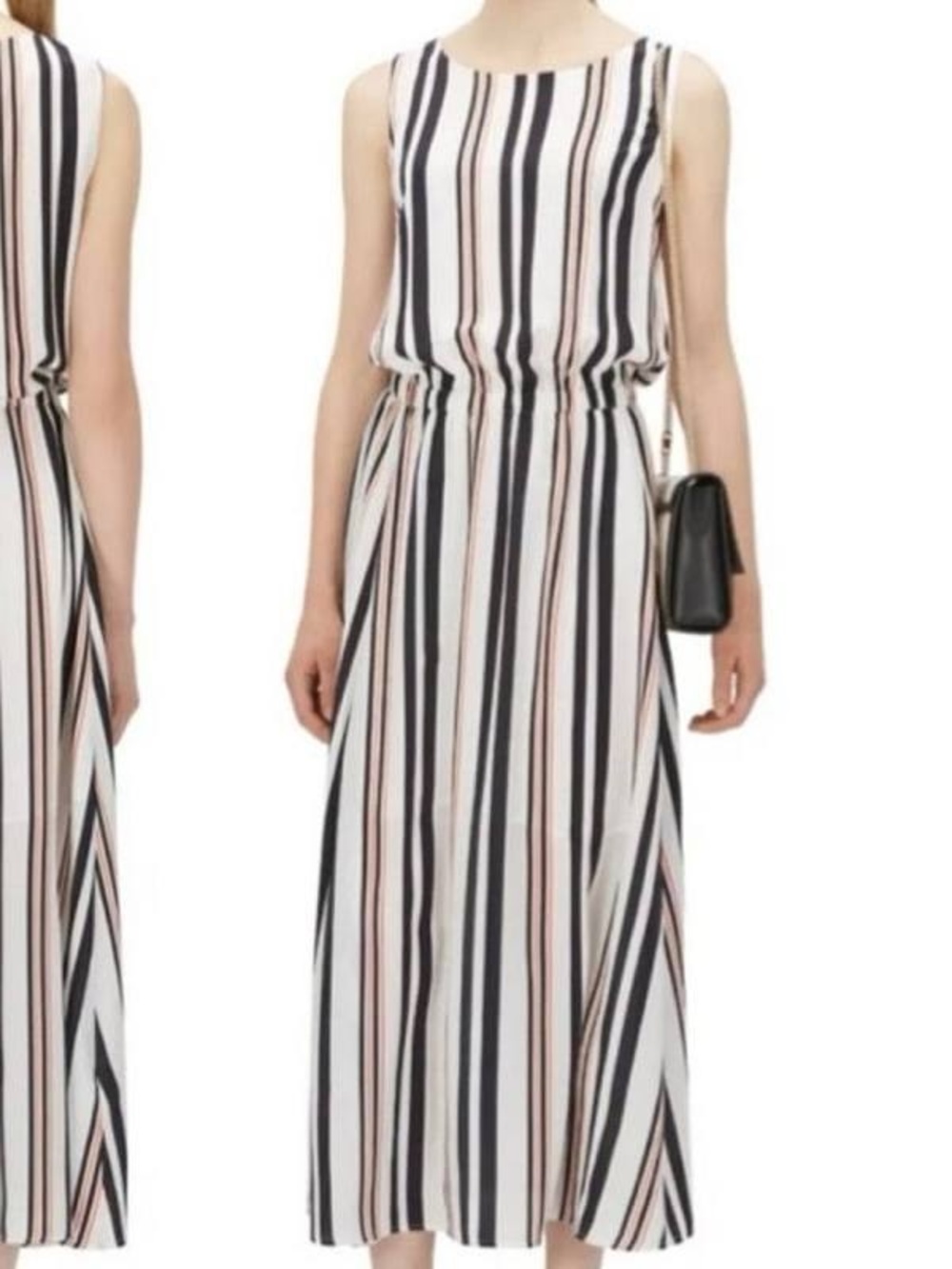 Boss Sleeveless Striped Midi Dress in Blue, White and Orange